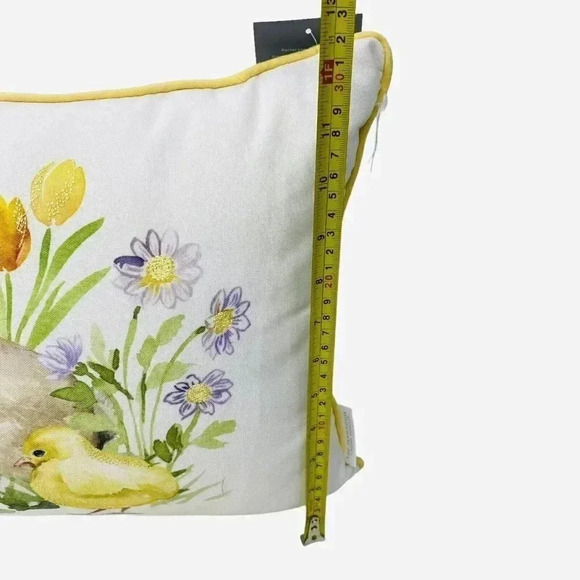 The Farmhouse Bunny Rabbit Garden Spring Flowers Baby Chicks Throw Pillow - Picture 5 of 5